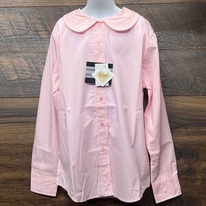 Girls Uniform Blouse Pink Shirt Peter Pan Collar Size 14 Teflon Fabric Protector